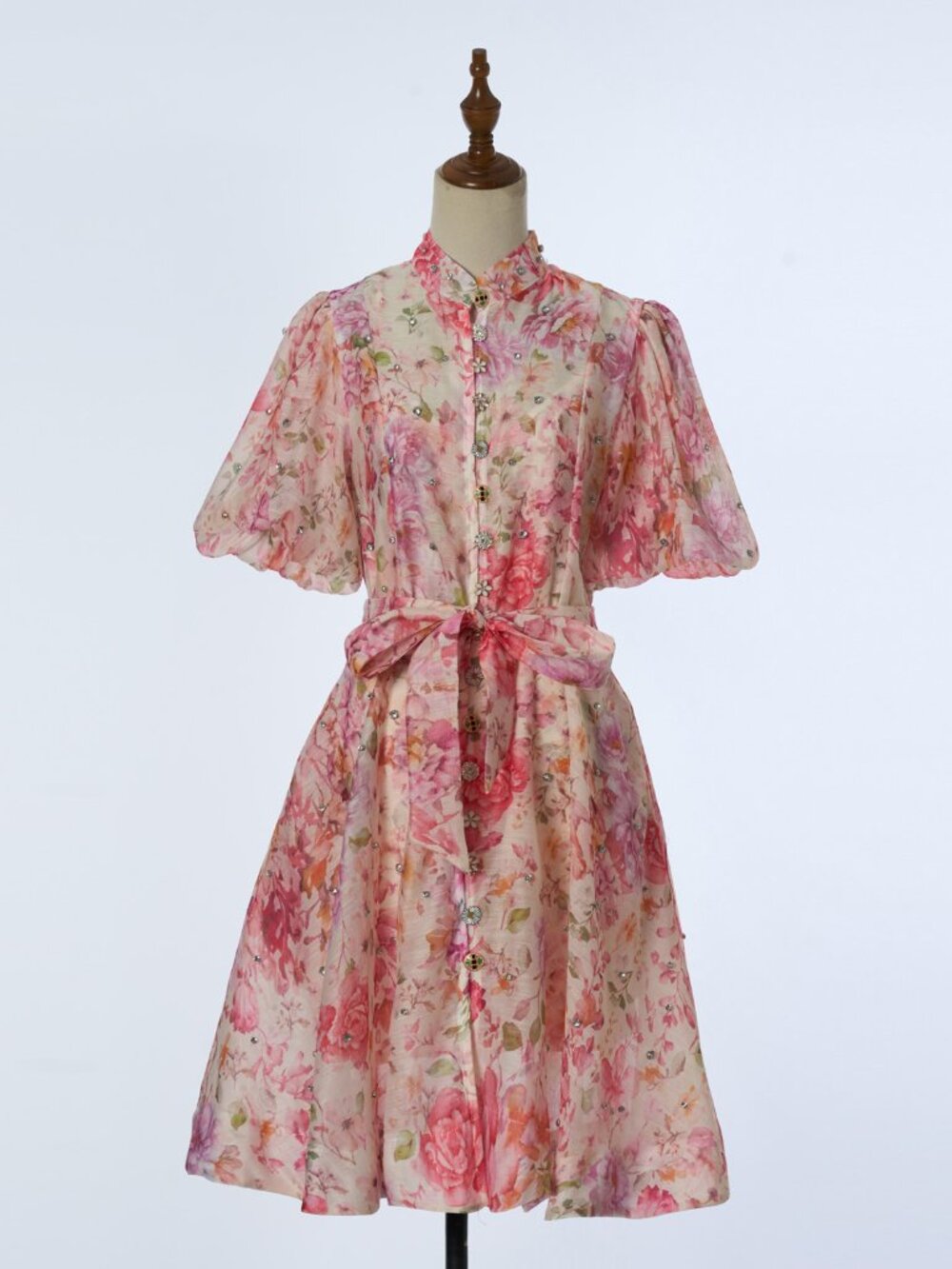 Blush Floral Button Front Mini Dress